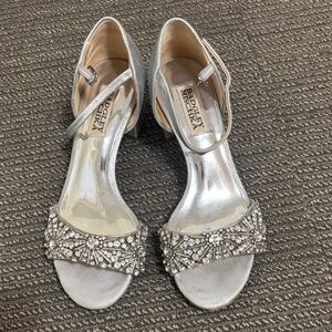 Badgley Mischka Silver Embellished Heels